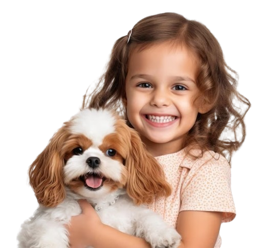 girl with pet dog